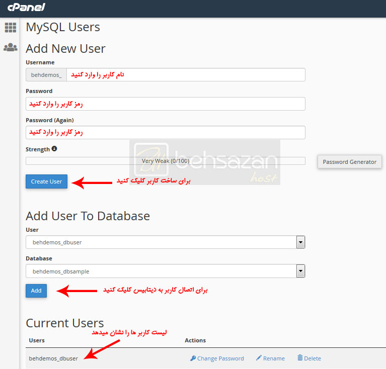 MySQL® Databases user MySQL® Databases user