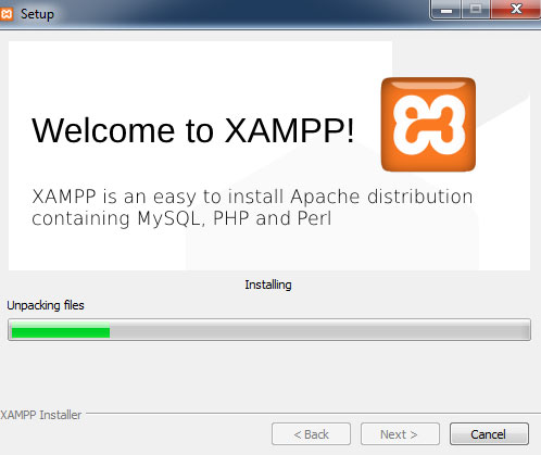 xampp Unpacking files