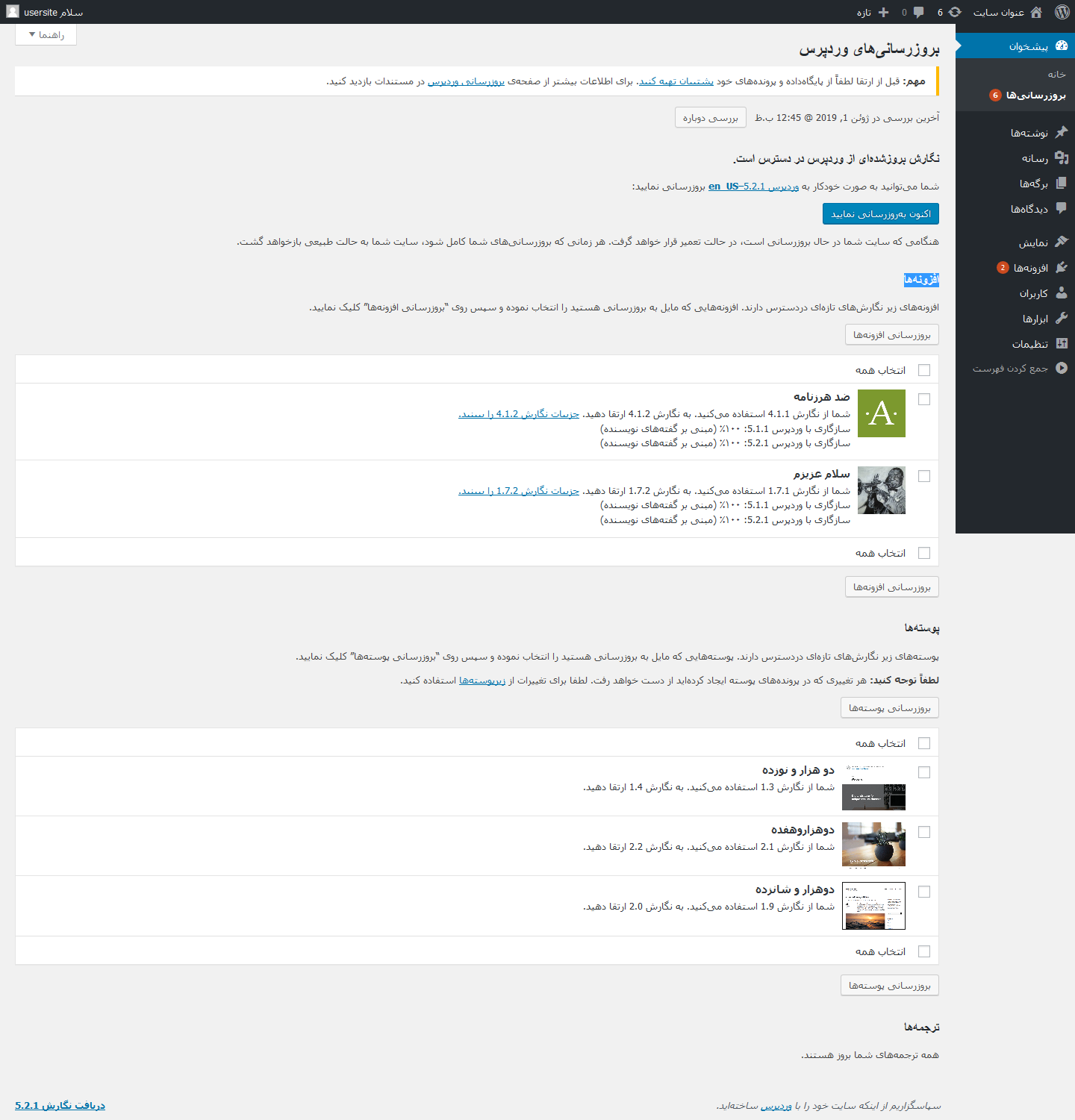 wordpress update